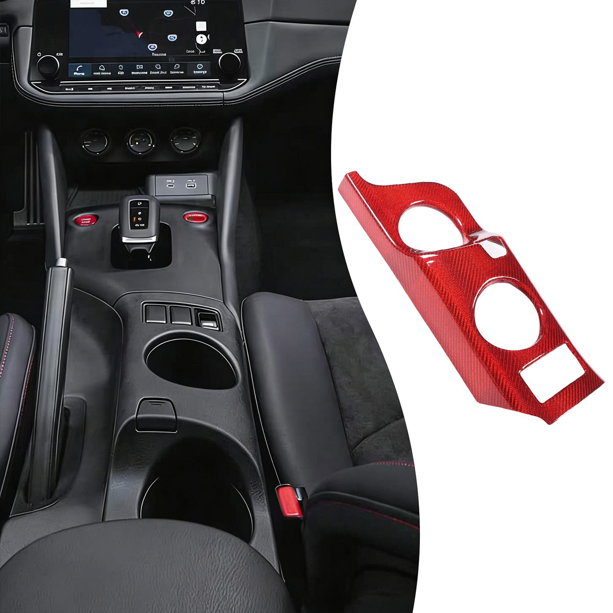 Red Real Carbon Fiber Center Console Cup Holder Panel Trim For Nissan 400Z 23+ 8