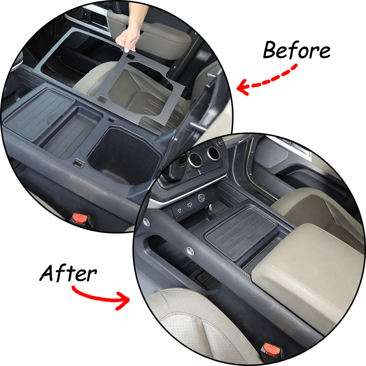 Matte Real Carbon Fiber Cup Holder Panel Trim Cover For Defender 110 90 2020-23 7