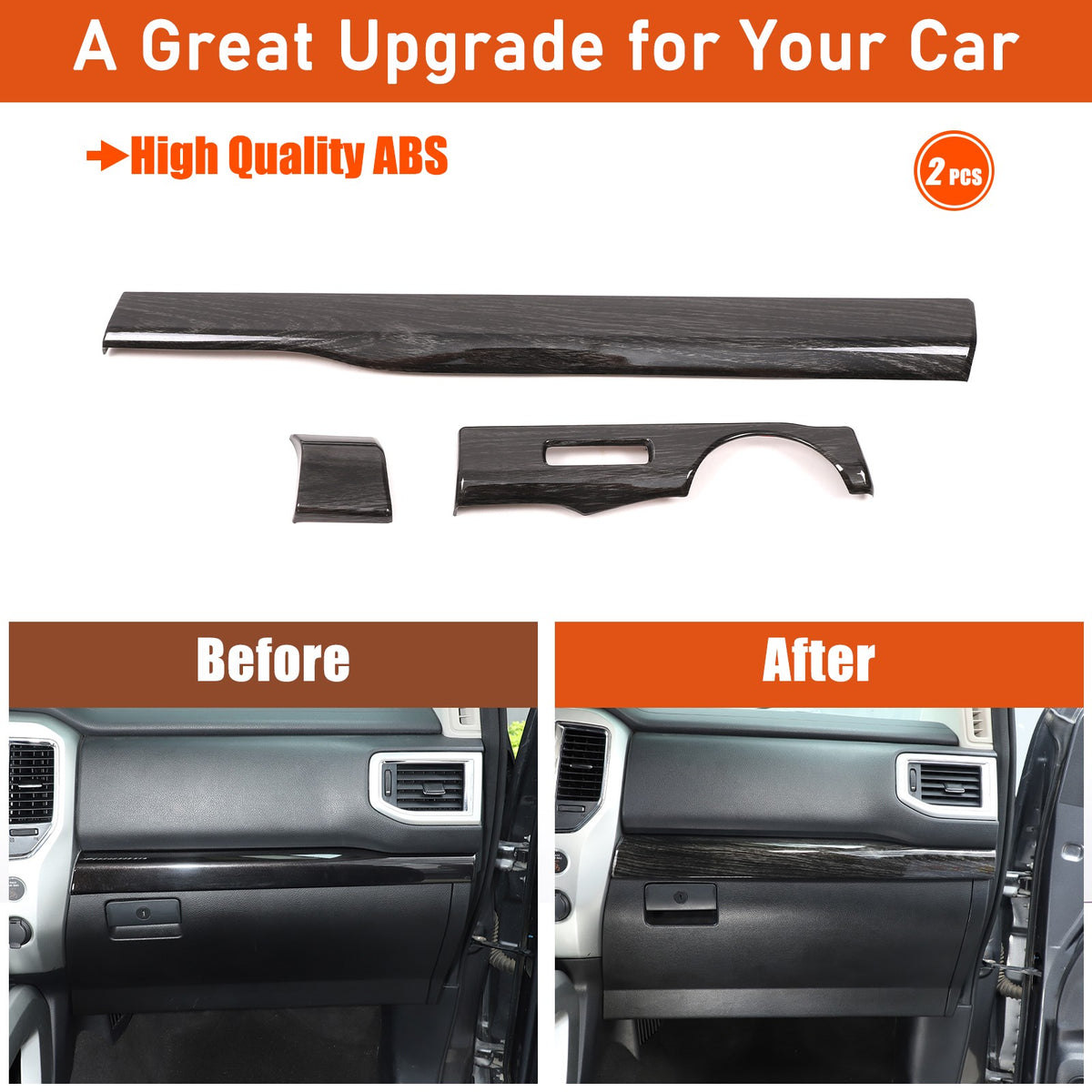 Black Wood Grain ABS Glove Box Upper Trim For Nissan Titan 2016-2023 US 23