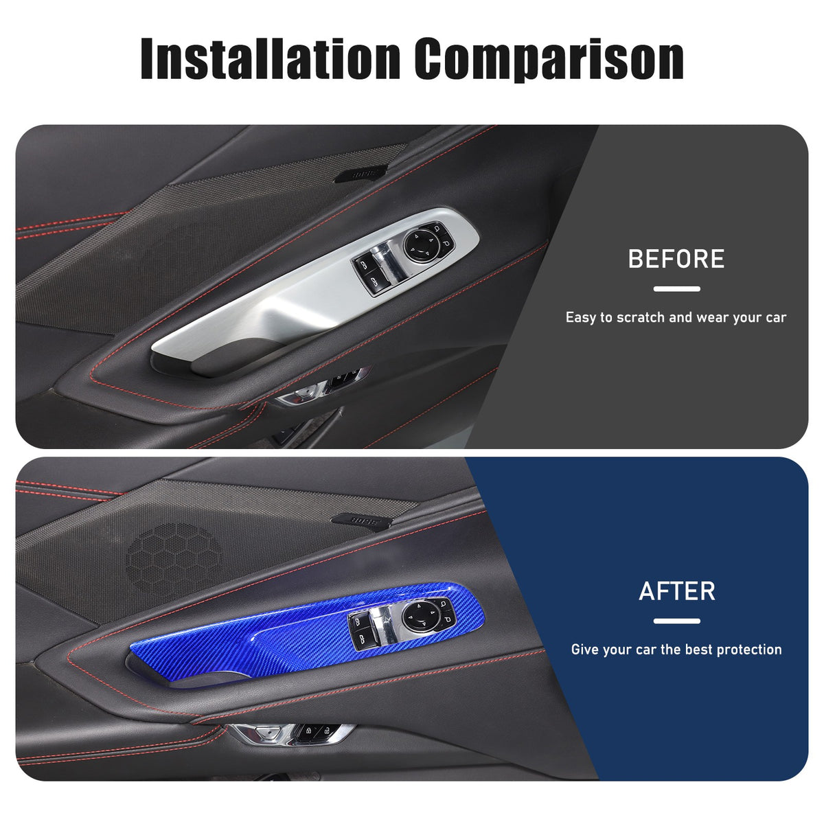 Blue Real Carbon Fiber Full Interior Set Decor Trim Kit for Corvette C8 20-25 - Variants 26-30 37