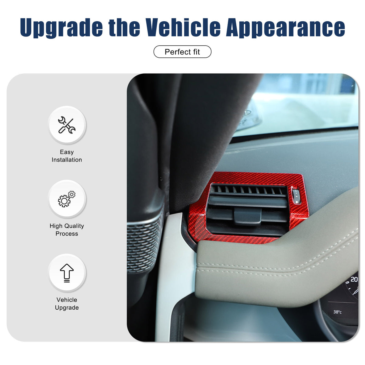 Red Real Carbon Fiber Air Vent Outlet Cover Trim For LR Defender L663 2020-24 16