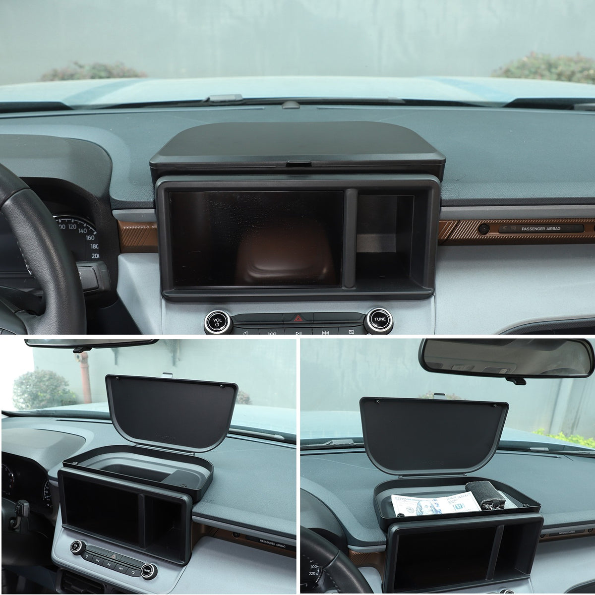 ABS Navigation Screen Rear Storage Box With Lid For Ford Maverick 2022+ US 17