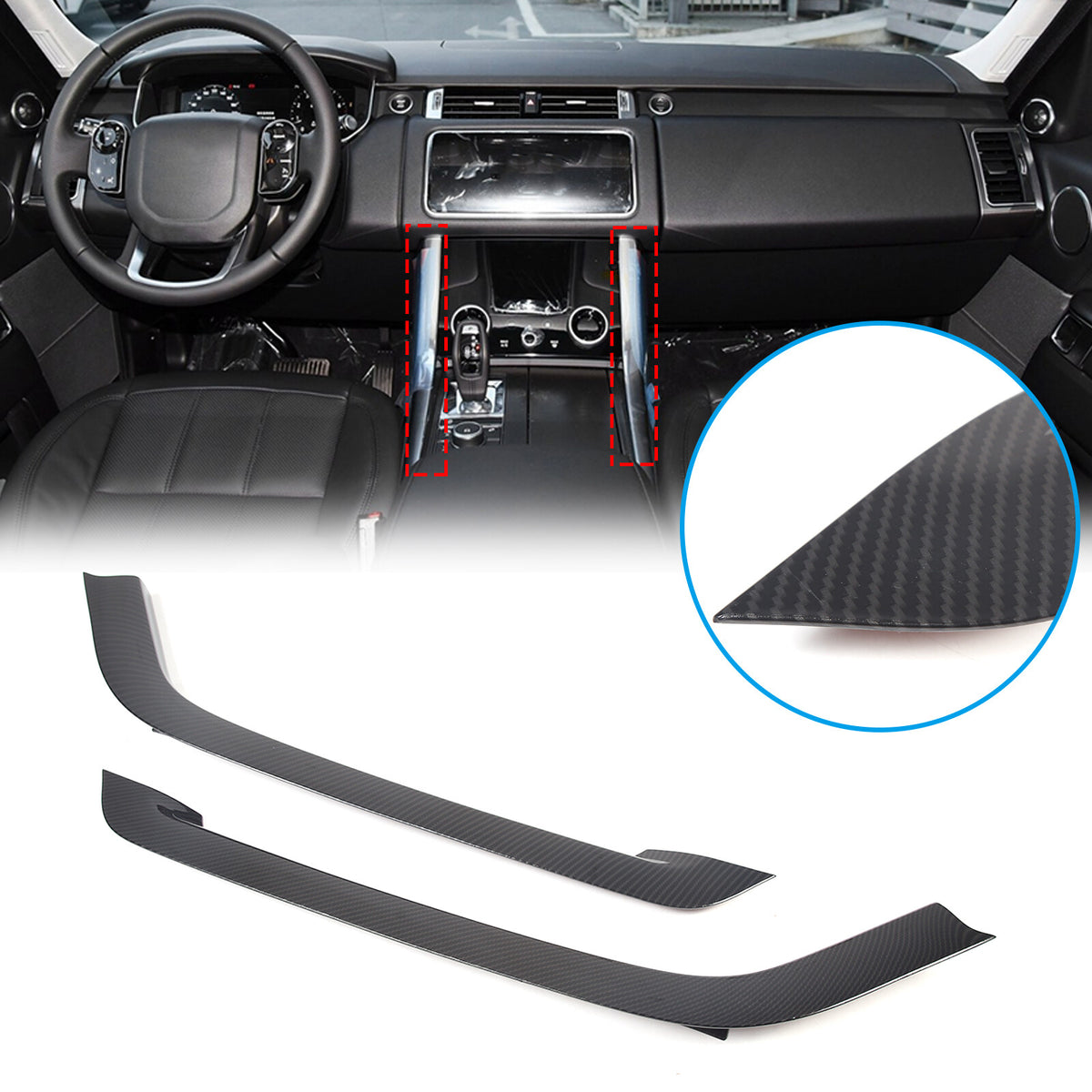 Carbon Fiber ABS Console Side Trim Strip For LR Range Rover Sport L494 18-22 4