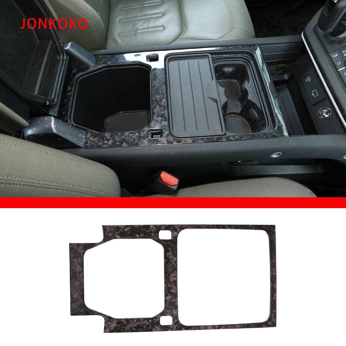 Forged Carbon Fiber For LR Defender 110 90 2020-2023 Cup Holder Panel Trim Cover 12