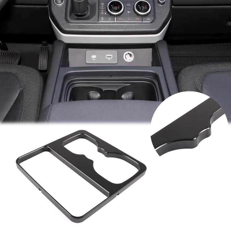 Black Aluminum Cup Holder Spacer Riser For Land Rover Defender L663 2020-2021 16