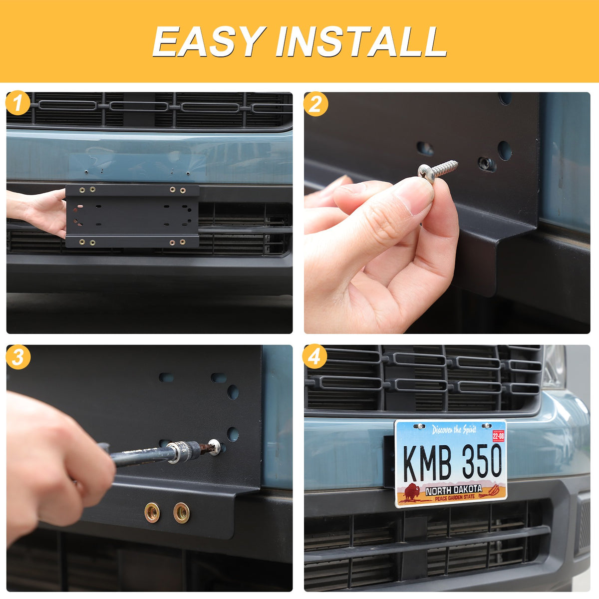 Carbon Steel License Plate Frame Trim For Ford Maverick 2022+ (US Version) 7