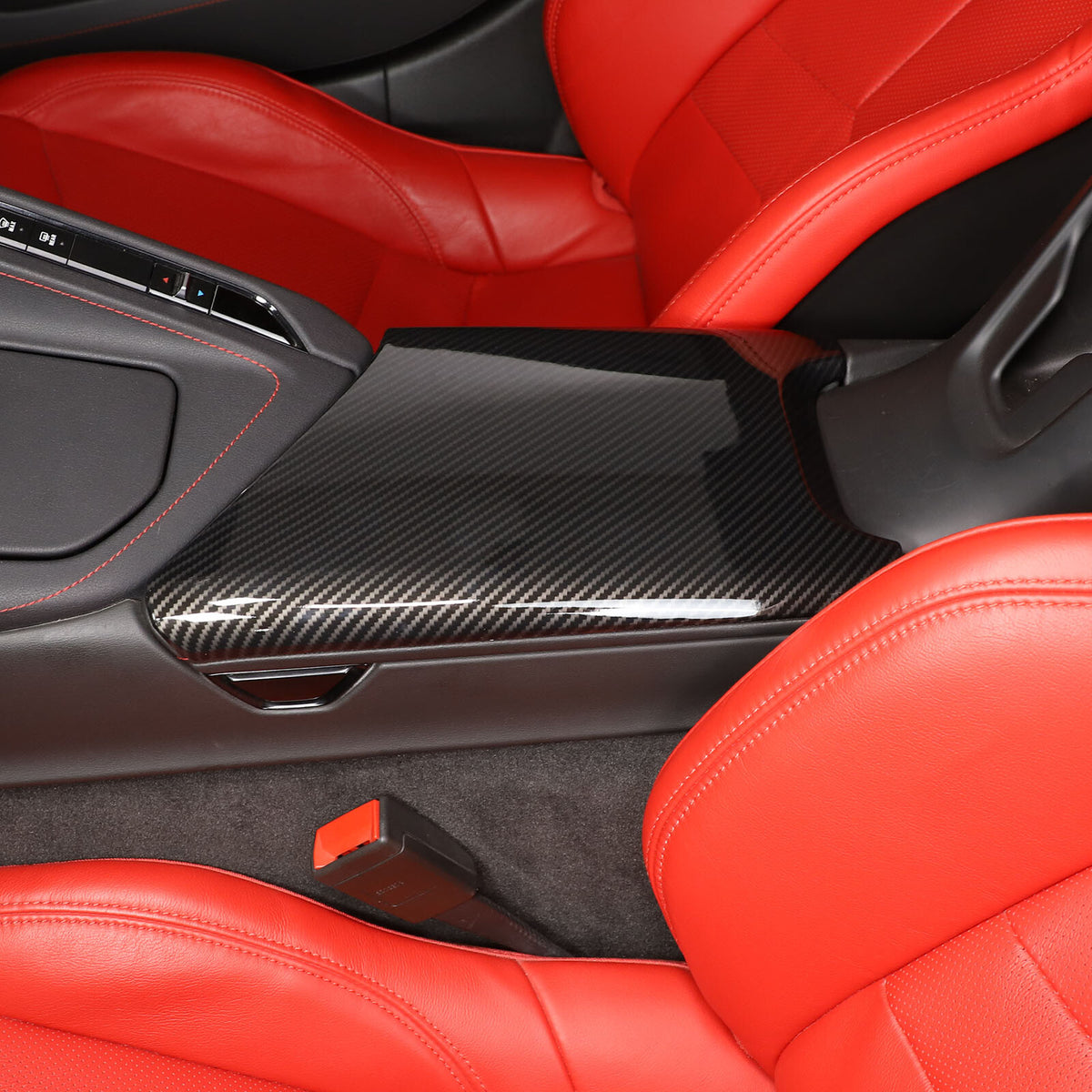 2pcs ABS Carbon Fiber Interior Center Armrest Trim Cover For Corvette C8 2020-26 6