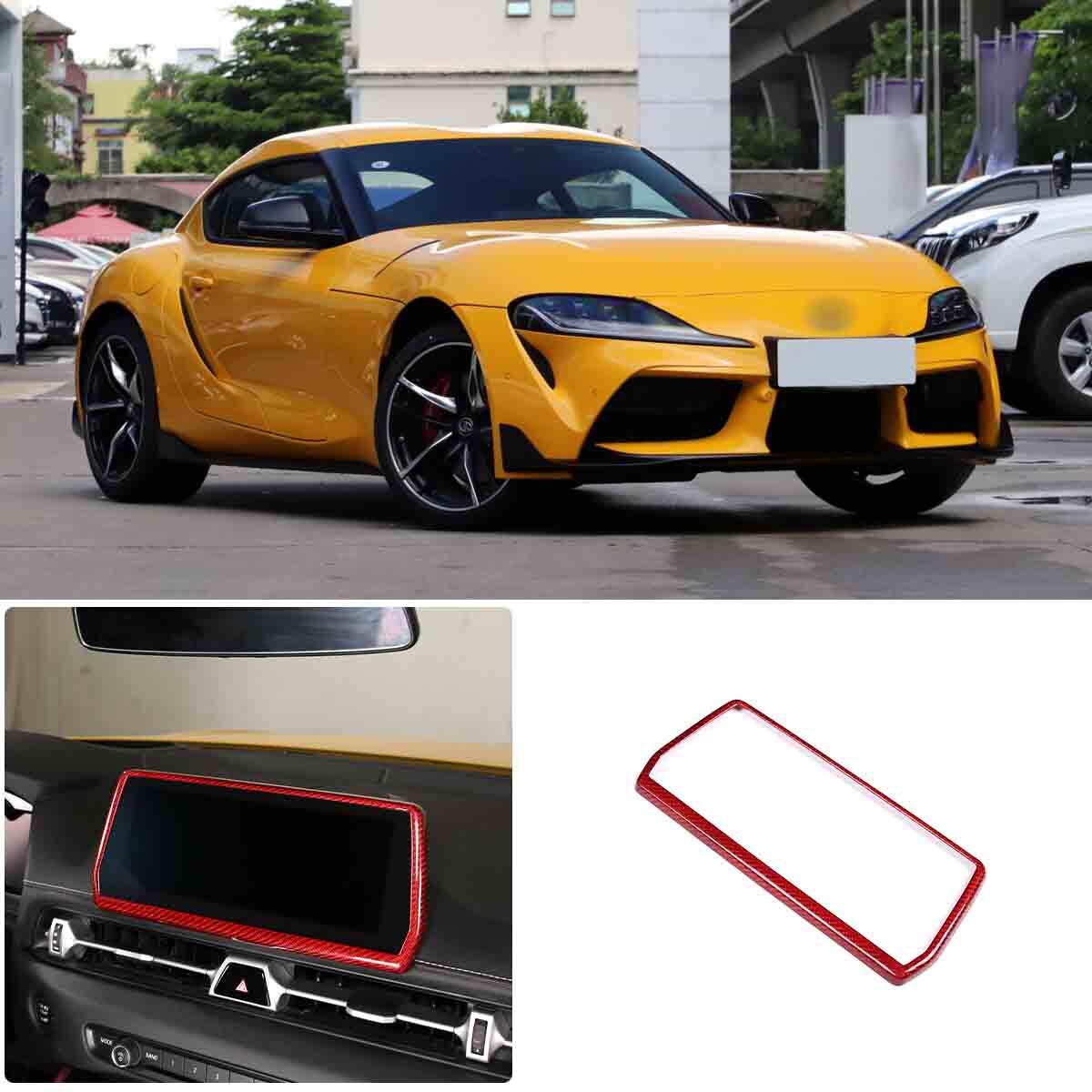 Red Carbon Fiber Console Navigation GPS Panel Trim For Toyota Supra 19-24 9