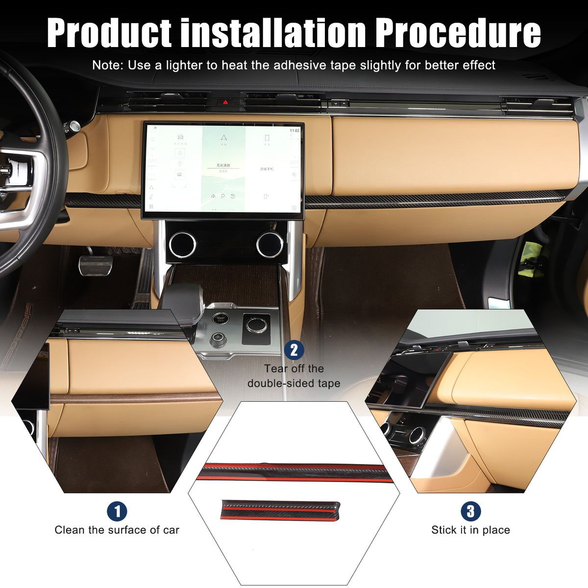 Real Carbon Fiber Dashboard Panel Cover Trim For LR Range Rover Vogue 2023-2024 19