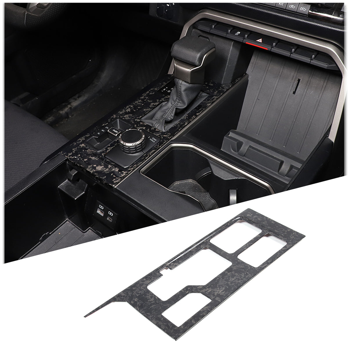 Forged Carbon Fiber Center Gear Shift Panel trim Cover for Toyota Tundra 2022-26 3