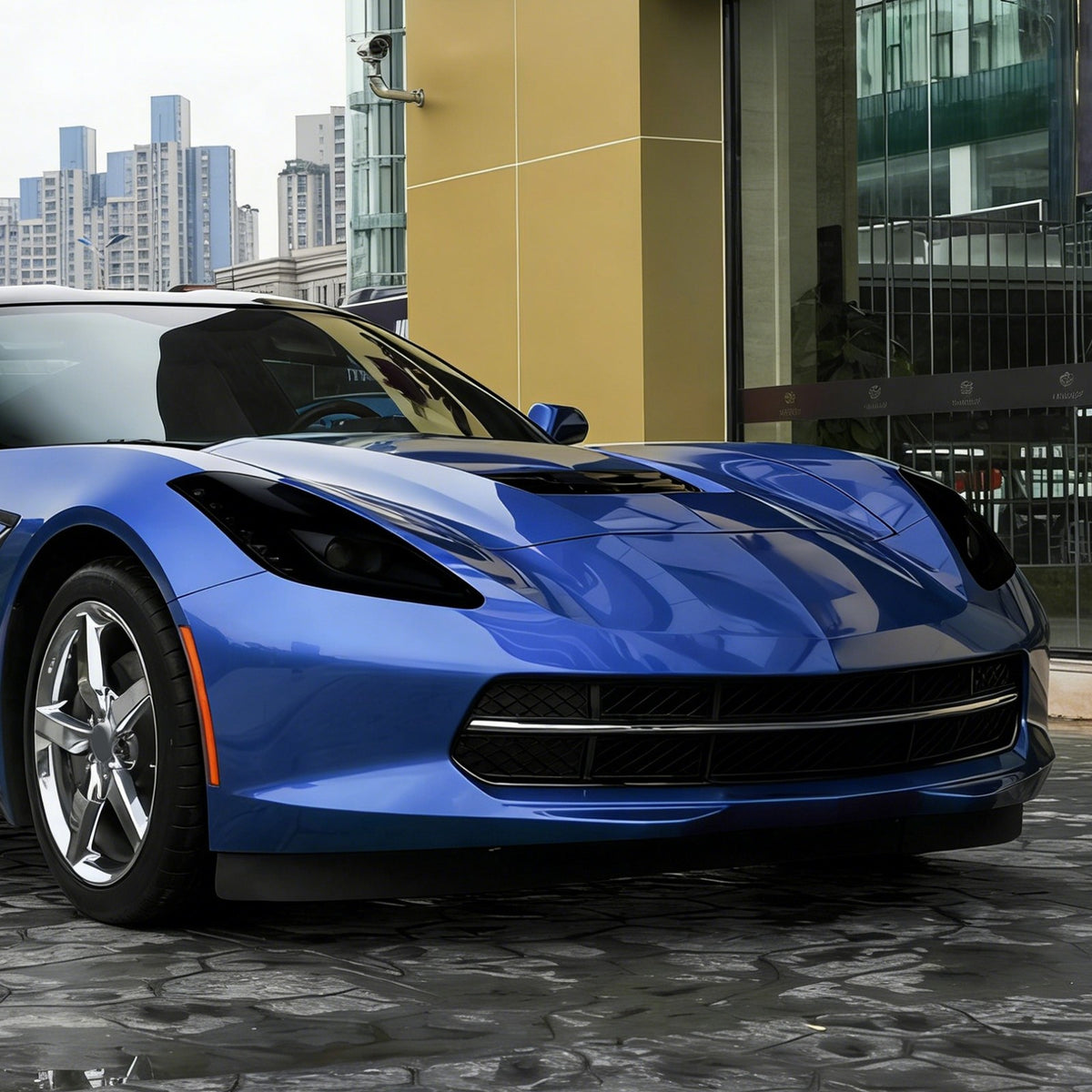Gray Smoked Black Front Headlight Cover Trim For Corvette C7 14-19 US 17