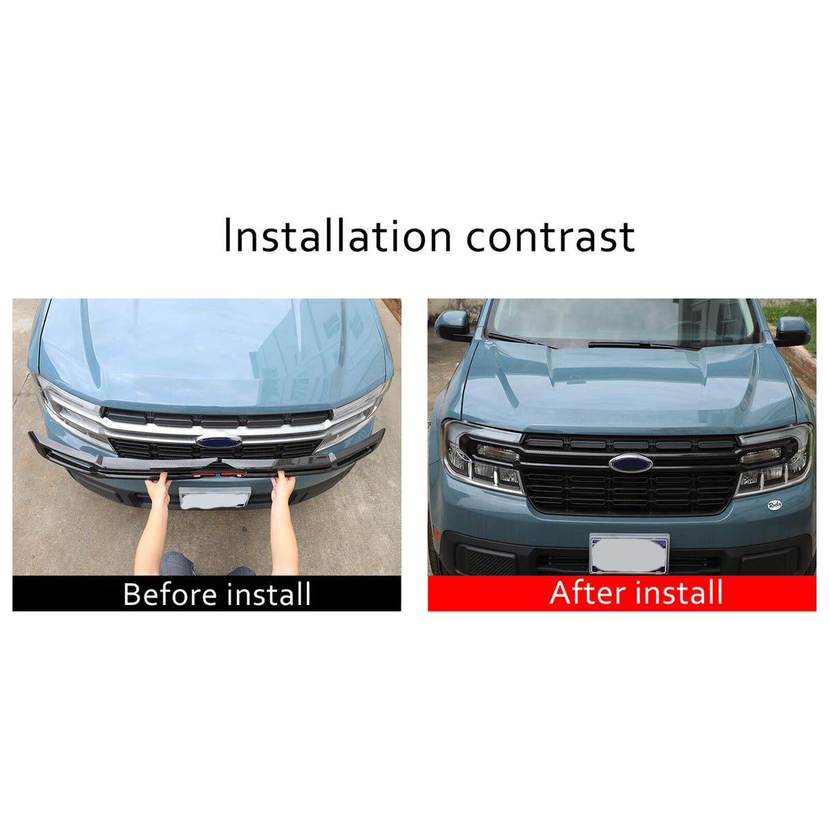 Carbon Fiber ABS Front Bumper Protect Grille Cover Trim For Ford Maverick 22-23 15