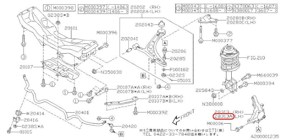 Subaru OEM Front Driver Spindle Knuckle 28313VA010 for WRX 3