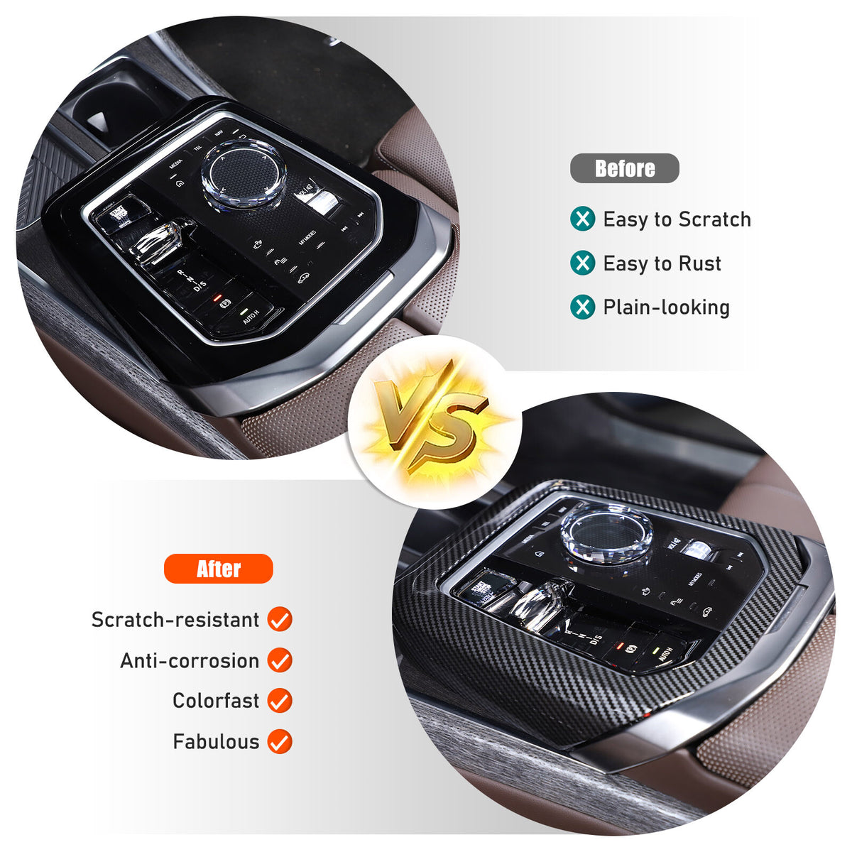 ABS Carbon Fiber Center Gear Shift Panel trim Cover for BMW 7 Serie G70 i7 2023 18