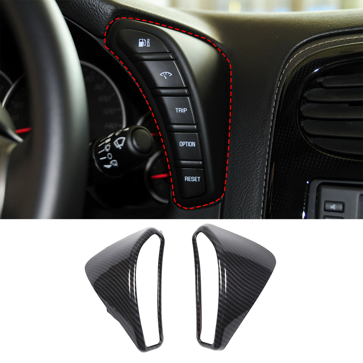 ABS Carbon Fiber Dashboard Button & Air Outlet Frame Set For Corvette C6 05-13 4