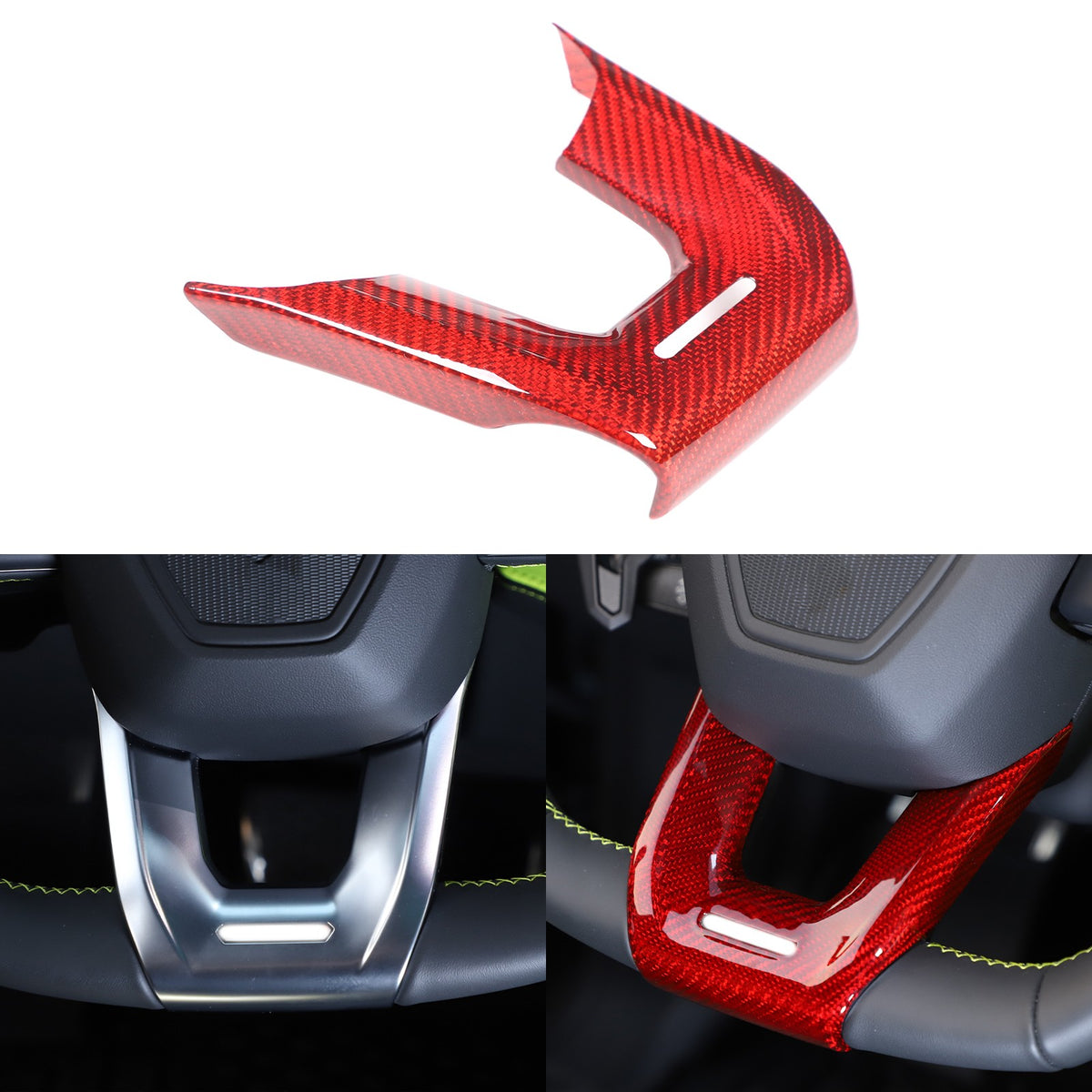 Red Real Carbon Fiber Steering Wheel Trim For Lamborghini Urus/Urus SE 2018-2023 10