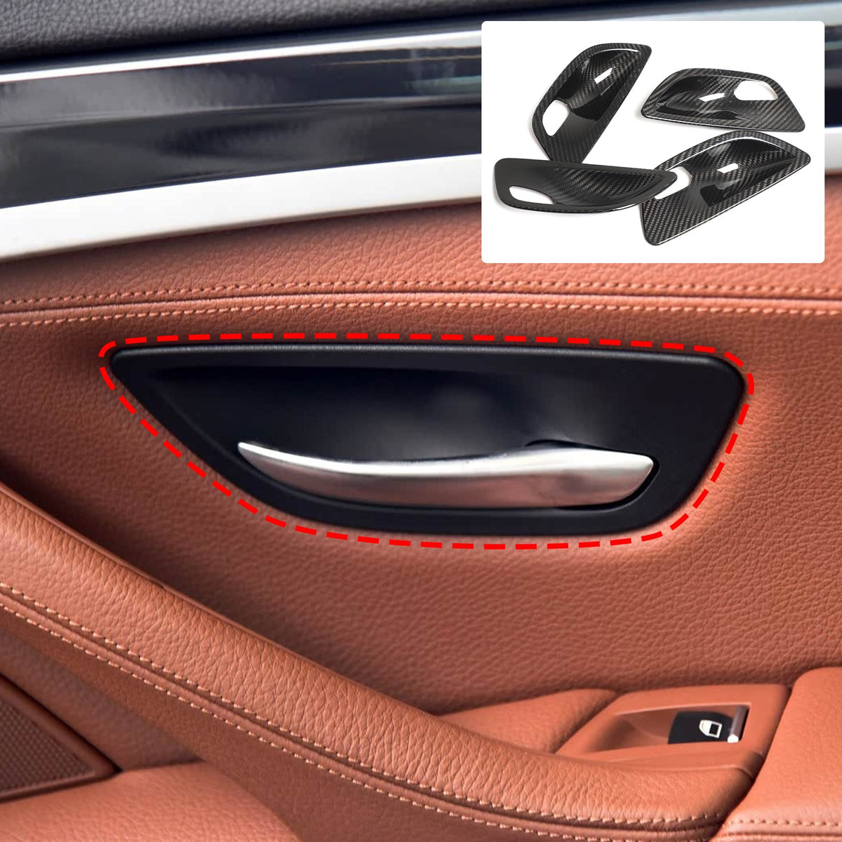 Real Carbon Fiber Inner Door Bowl Cover Trim For BMW 5 Series F10 2011-2017 12