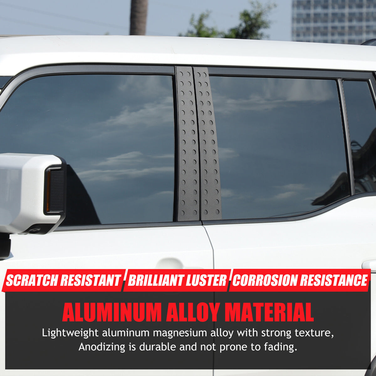 Black Alloy Window Center Pillar Trim Panel For Toyota Land Cruiser LC250 24+ 12