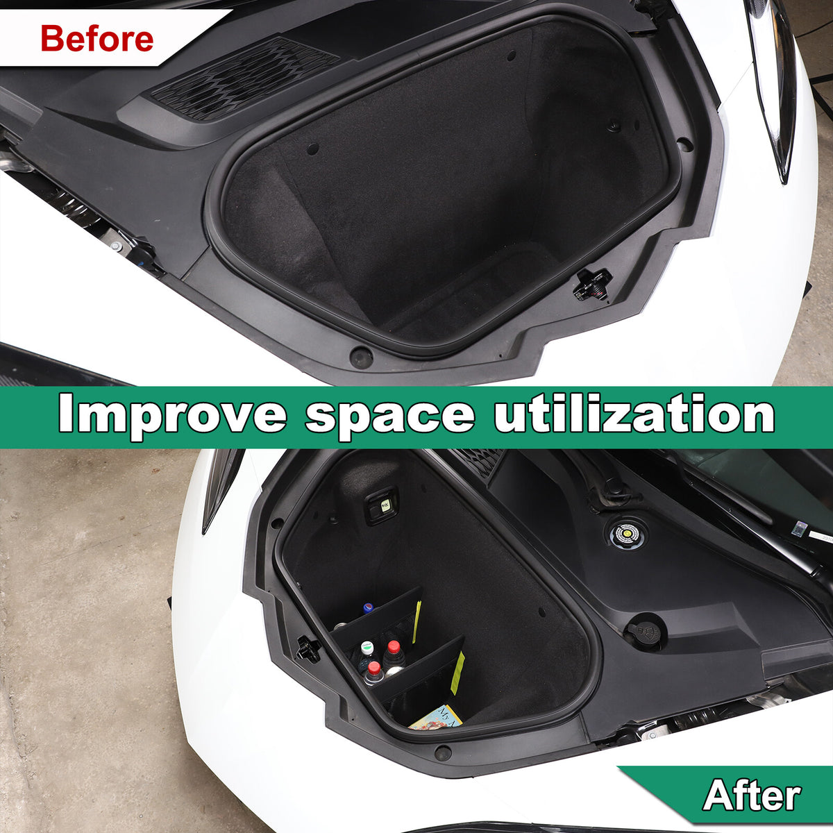 Center Console Seat Frunk Rear Trunk Storage Bag Tray For Corvette C8 20-26 63