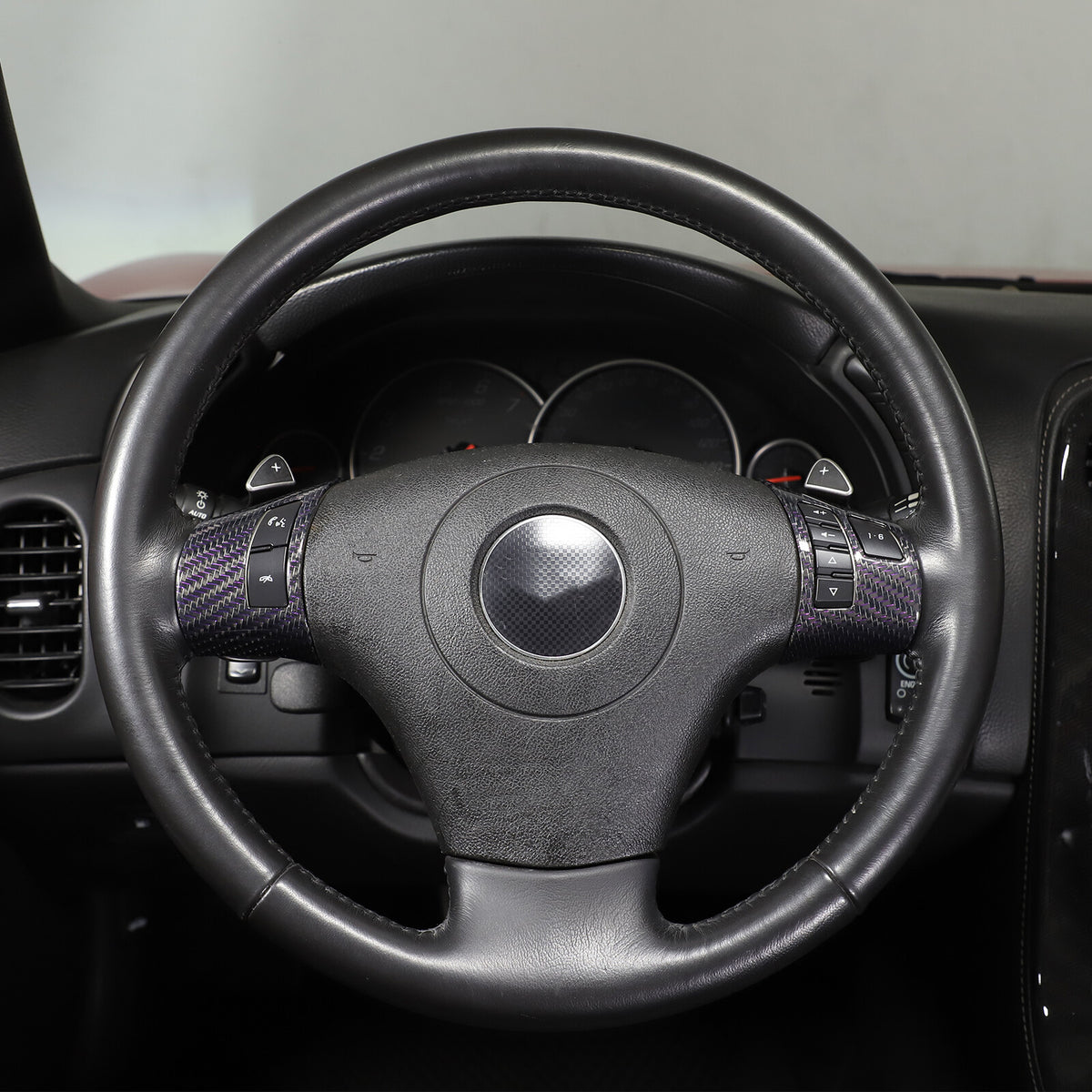 Real Carbon Fiber Steering Wheel Button Cover Trim For Corvette C6 2005-2013 15