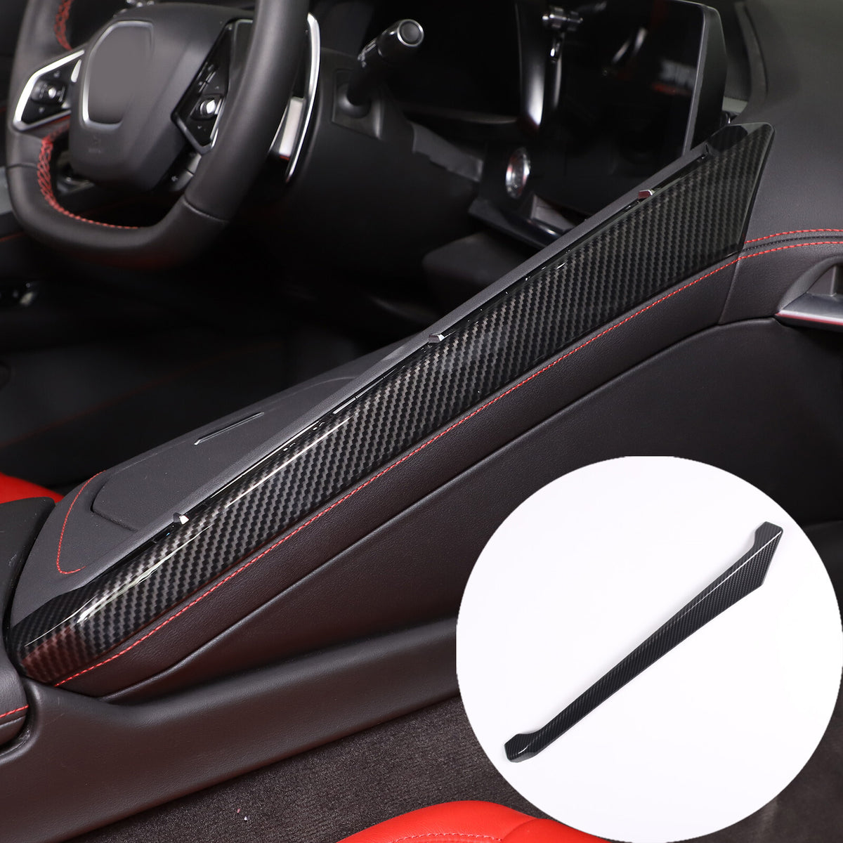ABS Carbon Fiber Center A/C Button Left Side Strip Trim Cover For Corvette C8 21