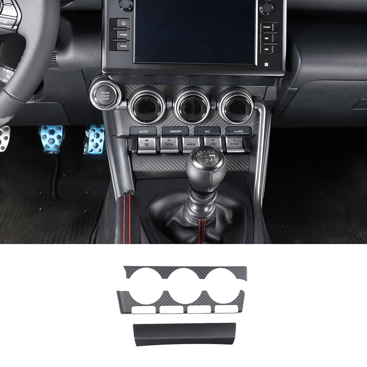 Matte Real Carbon Fiber Interior Center Trim Set For GR86/Subaru BRZ 2022+ 69