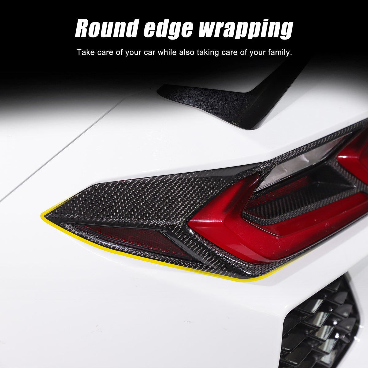 Real Dry Carbon Fiber Tail Light Trim Cover For Corvette C8 2020+ 15