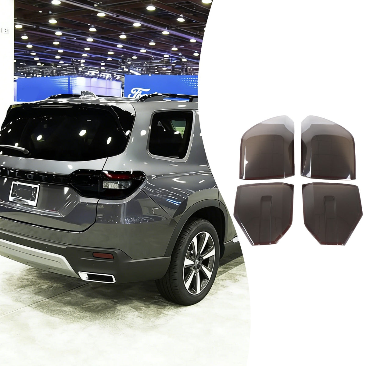 Transparent Gray ABS Smoked Tail Light Cover Trim For Honda Pilot 2023-2025 6