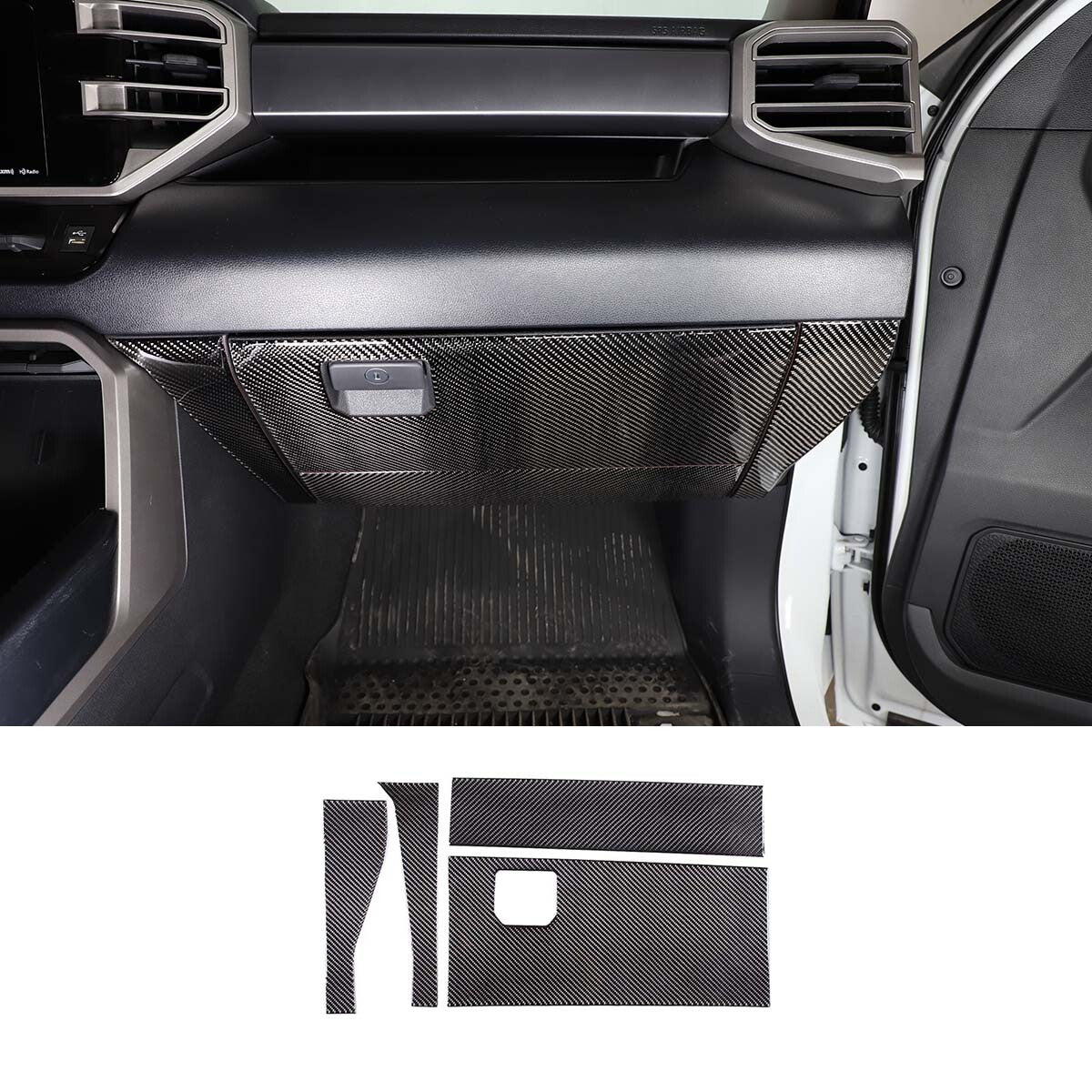 Carbon Fiber Main driver & Co-pilot Panel Trim Cover For Toyota Tundra 2022-26 7