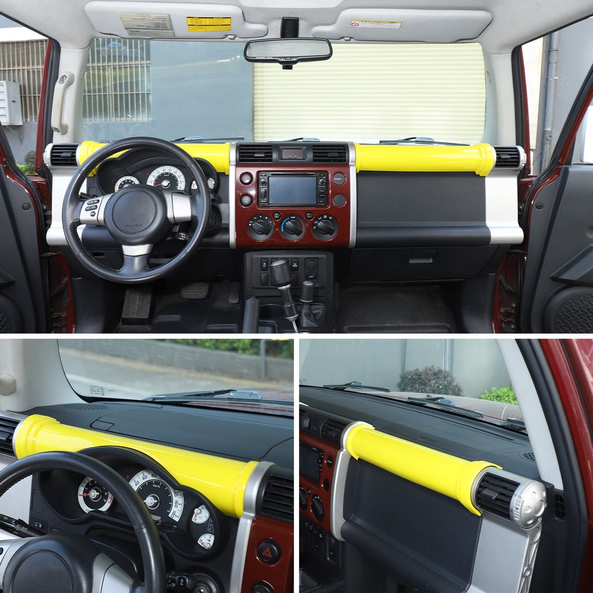 ABS Yellow Center Dashboard Panel Trim Strip For Toyota FJ Cruiser 2007-2021 6