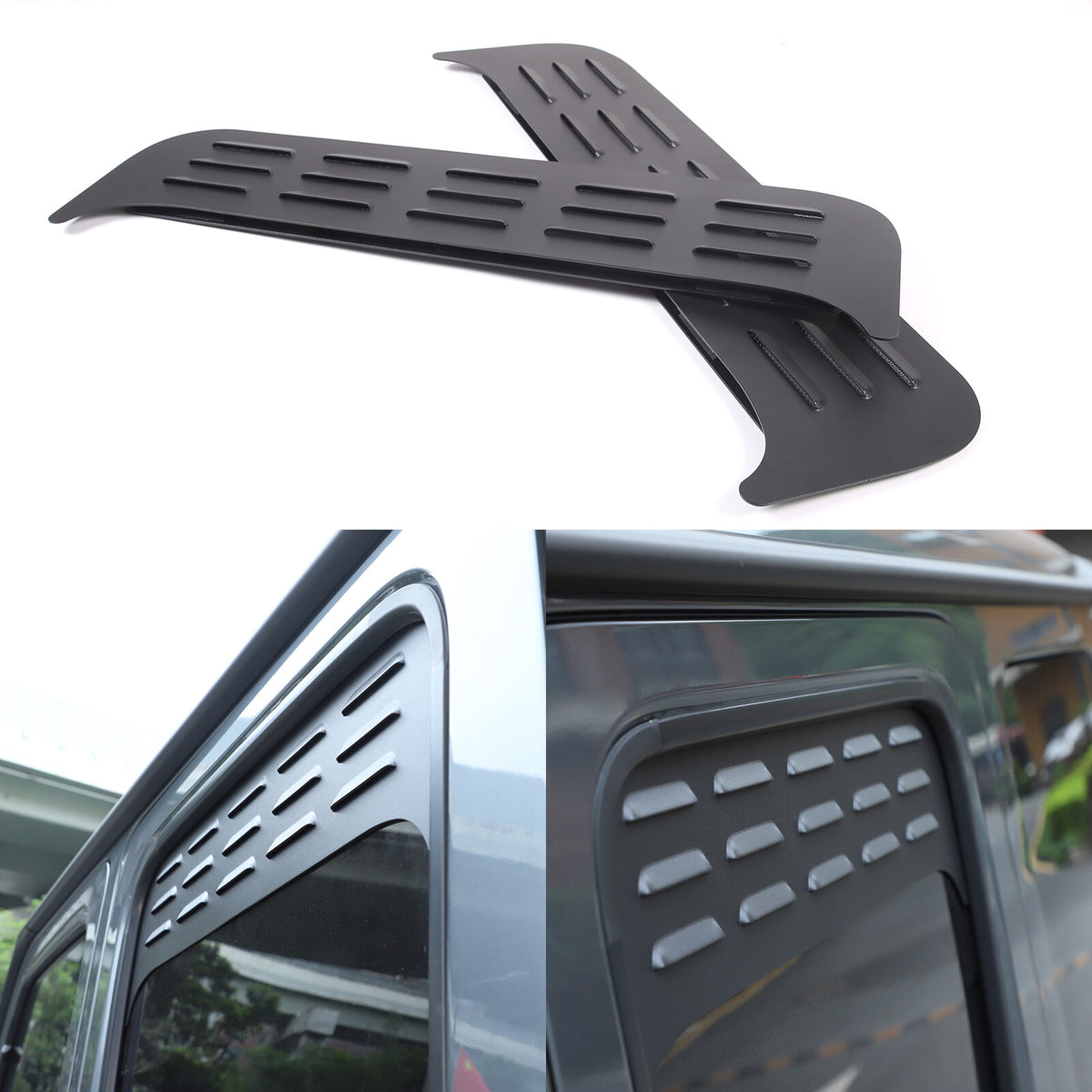 Black Aluminium Alloy Rear Door Window Air Vents Screens For Benz G-class 19-23 1