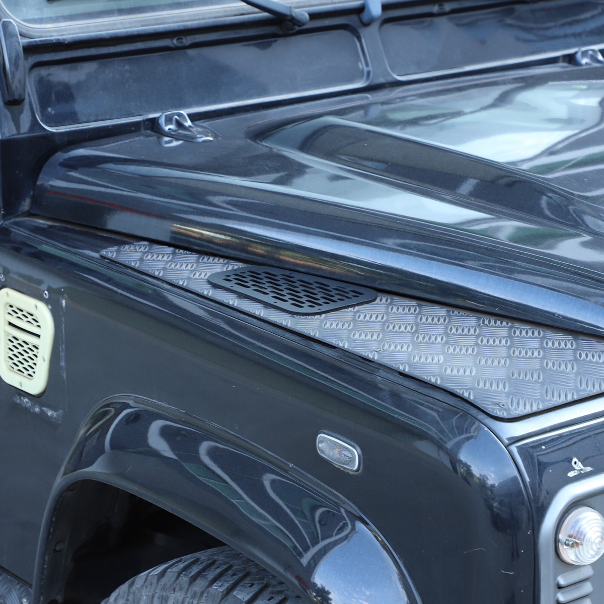 Black Alloy Front Hood Air Vent Cover Trim For Land Rover Defender 04-18 US 8