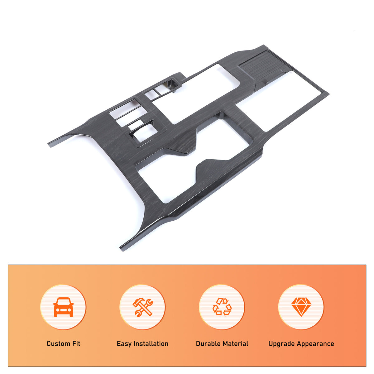 Black Wood Grain Center Console Gear Shift Panel Trim for Toyota Prado LC250 24+ 13
