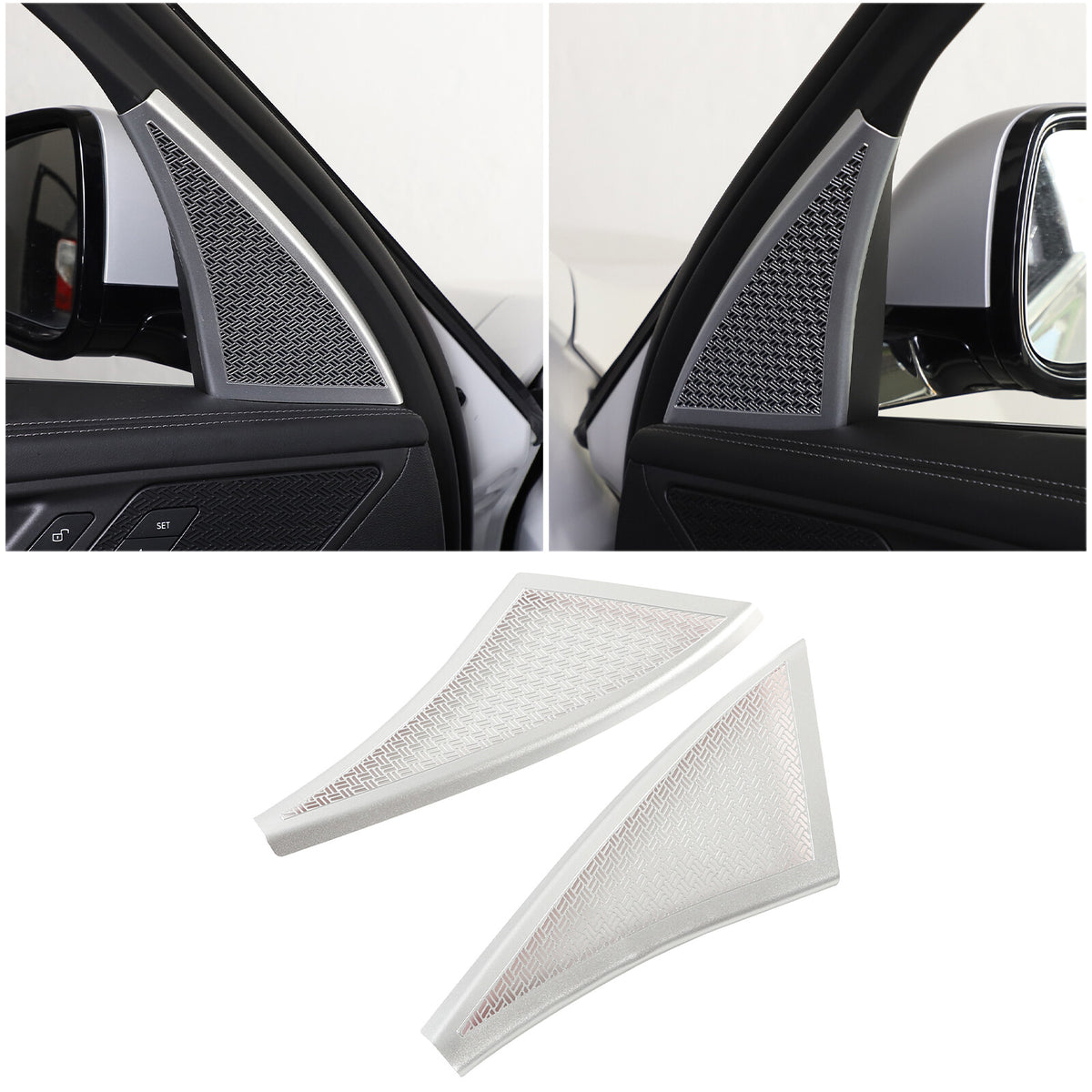 Silver Steel Front& Rear Door & Audio Speaker Tweeter Mesh Cover For BMW X1 23+ 17
