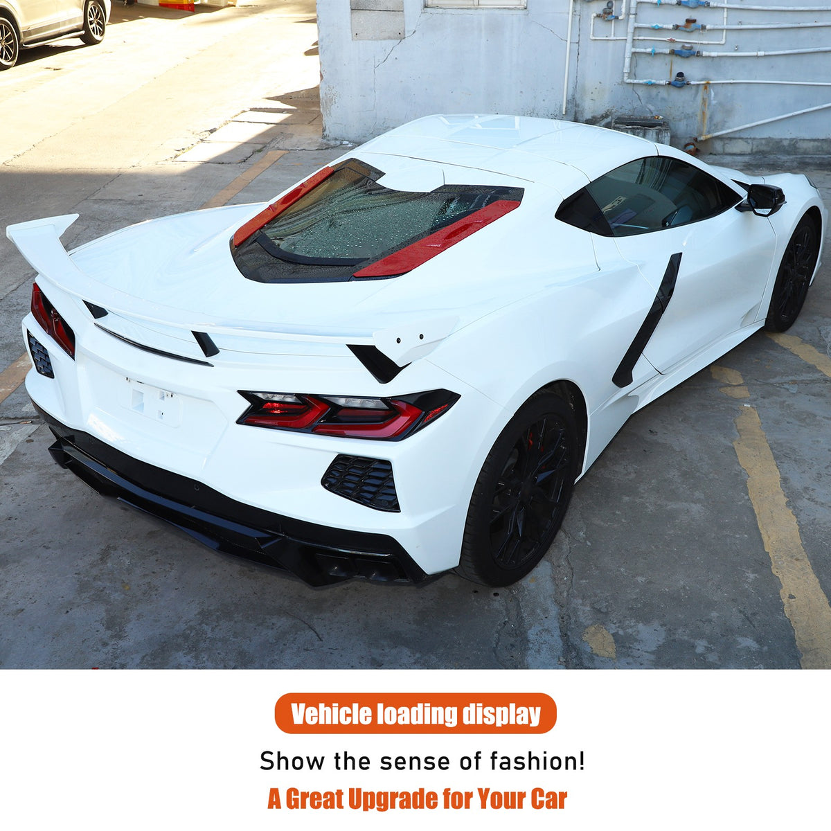 ABS Sport Red Rear Hood Wash Waterproof Cover For Corvette C8 2020+ 18