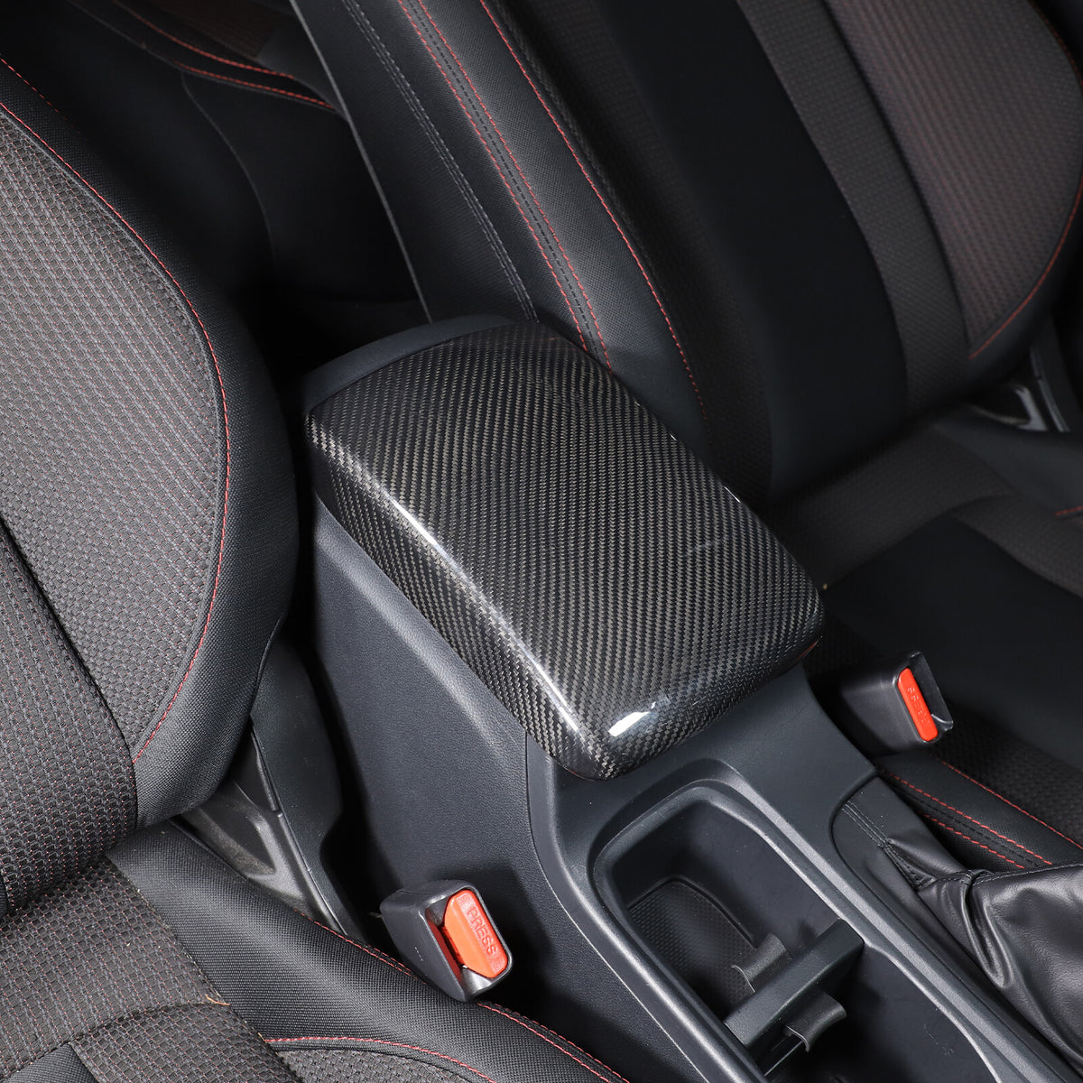 Real Carbon Fiber Center Armrest Storage Box Cover Trim For Subaru WRX VB 22-24 9