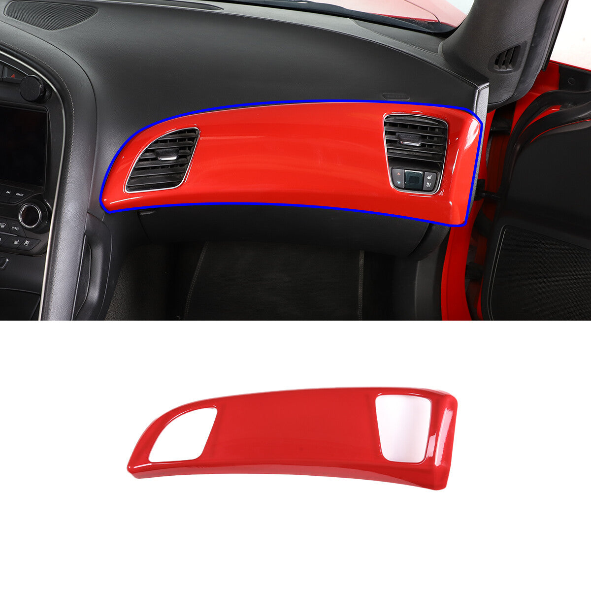 Sports Red ABS Interior Decoration Cover Trim Kit For Corvette C7 2014-19 - Styles 1-5 12