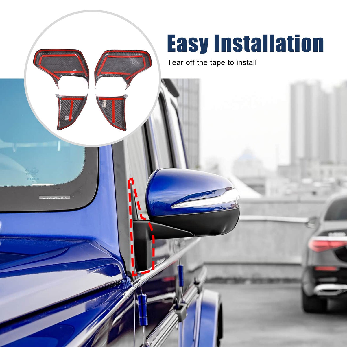 Matte Real Carbon Fiber Side Mirror Base Trim For Benz G-Class W464 2019-2024 8