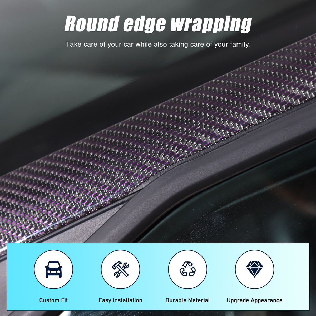 Purple Real Carbon Fiber Window Triangle A-Pillar Cover For Corvette C6 2005-13 3