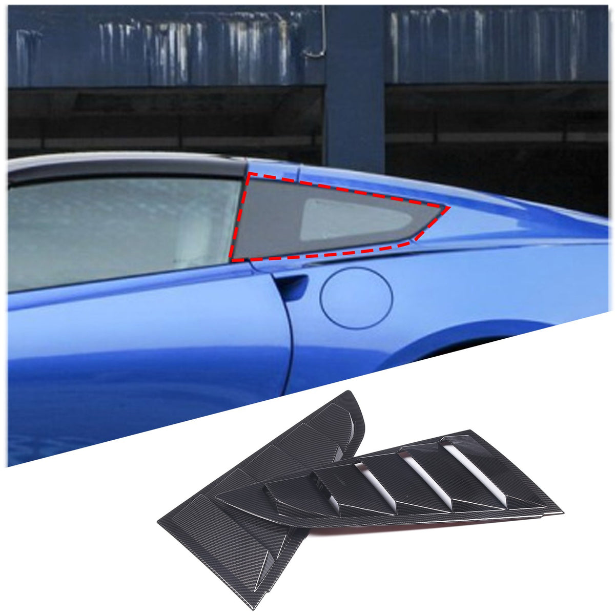 ABS Carbon Fiber Rear Side Window Louver Shutter Trim For Corvette C7 2014-2019 5