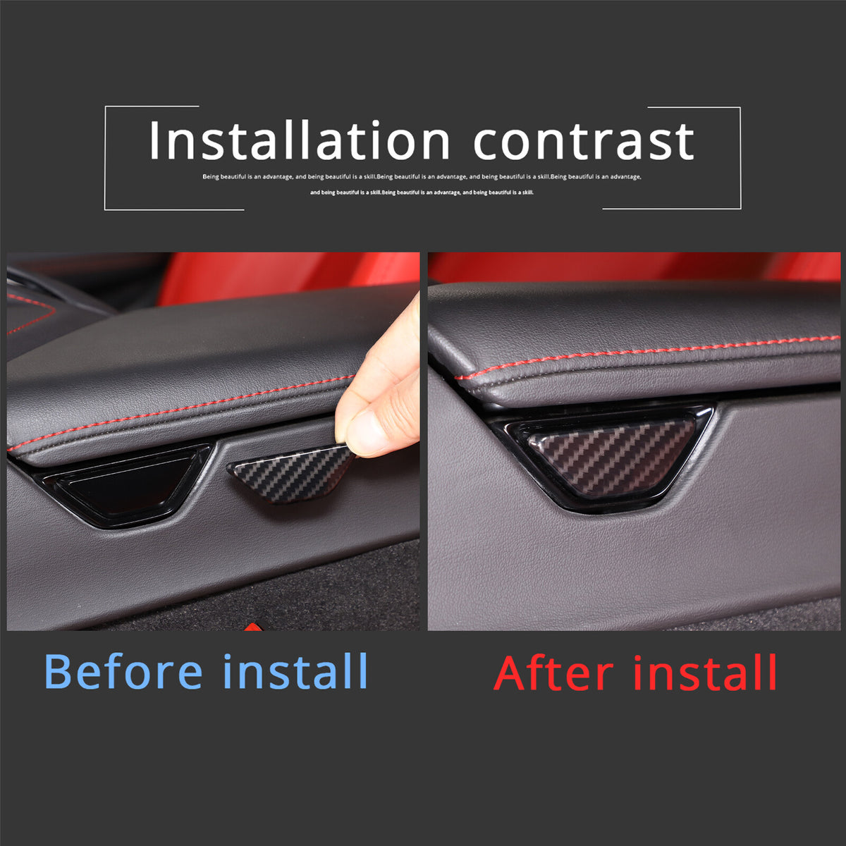 2pcs ABS Carbon Fiber Interior Center Armrest Trim Cover For Corvette C8 2020-26 17