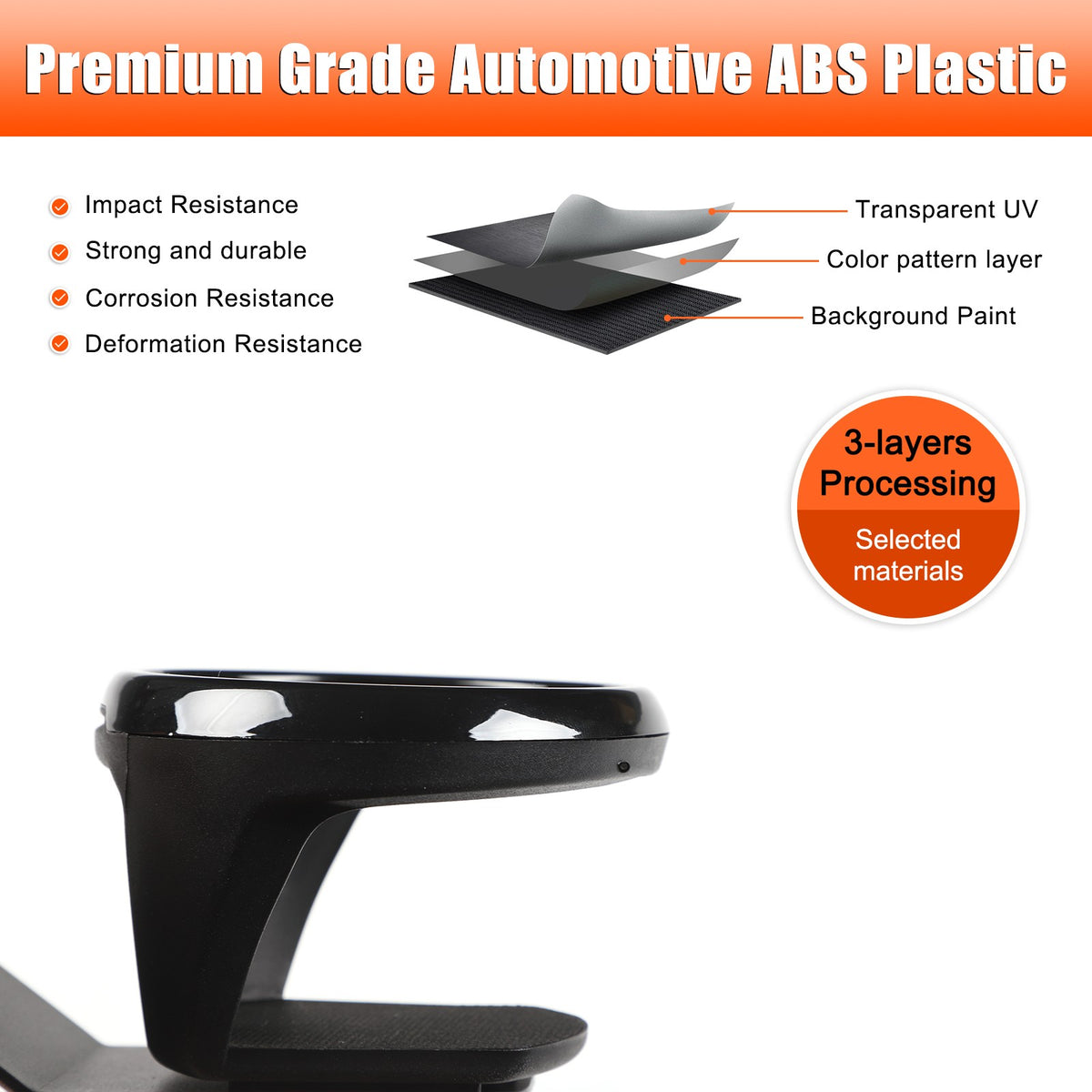 Black Ring Center Console Screen Right Cup Holder Trim For Ford Maverick 2022+ 16