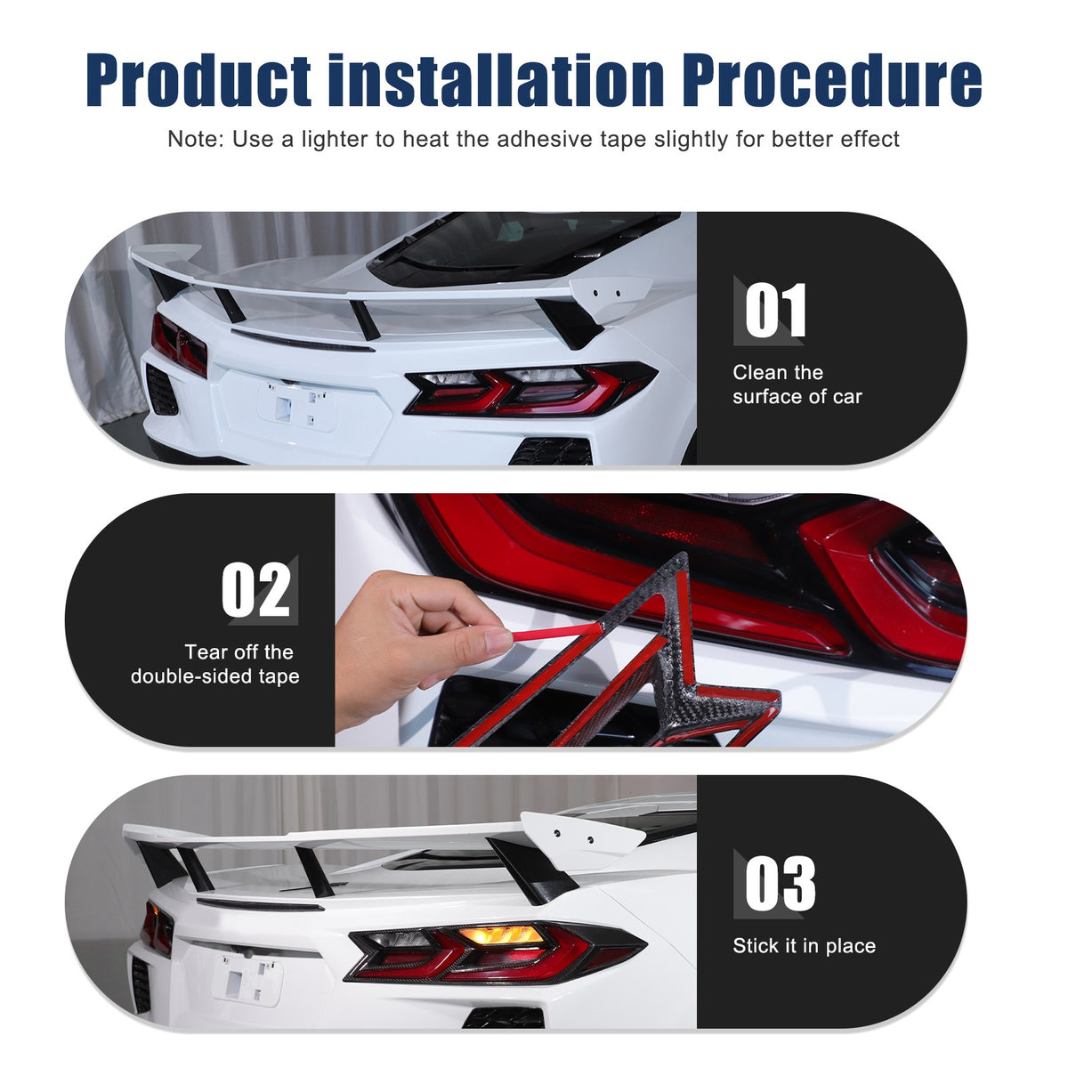 Real Dry Carbon Fiber Tail Light Trim Cover For Corvette C8 2020+ 7