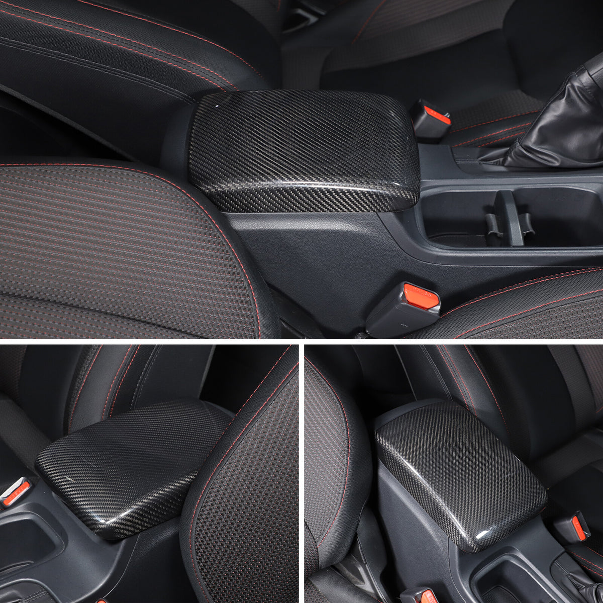 Real Carbon Fiber Center Armrest Storage Box Cover Trim For Subaru WRX VB 22-24 20