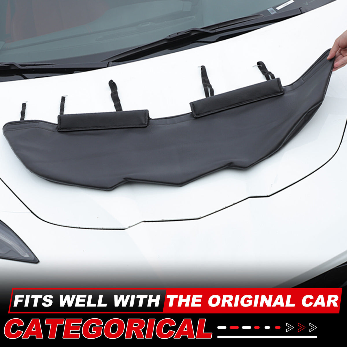 PU Leather Car Bonnet Hood Bra Wind & Bug Deflectors For Corvette C8 2020-26 US 17
