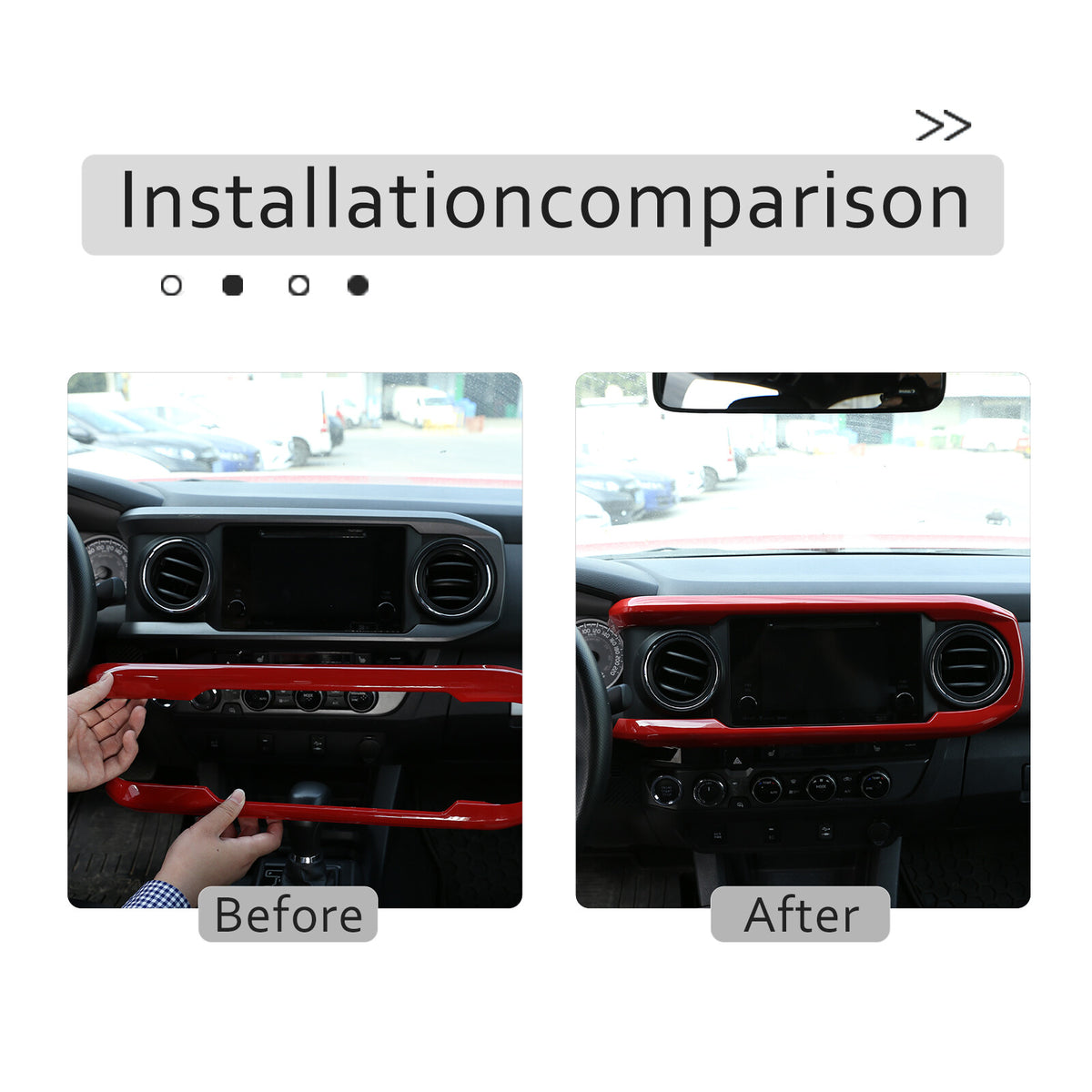 Sports Red ABS Dashboard Panel Cover Trim 2pcs For Toyota Tacoma 2016-2023 8