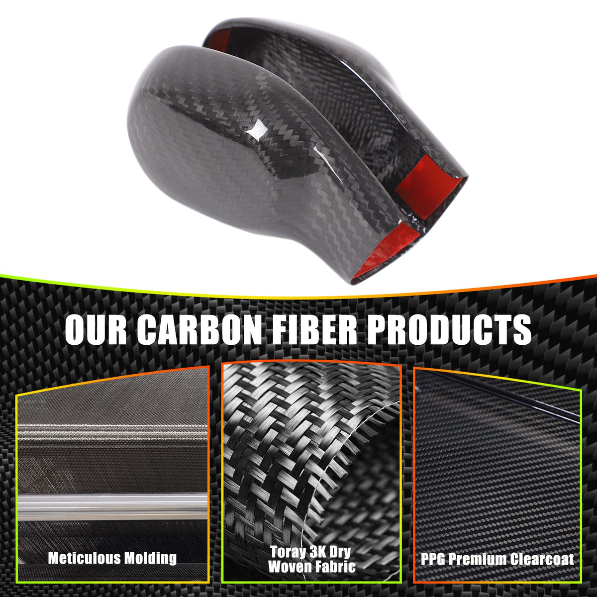 Real Carbon Fiber Gear Shift Knob Trim Cover For LR Discovery 3 4 L319 2004-2012 4