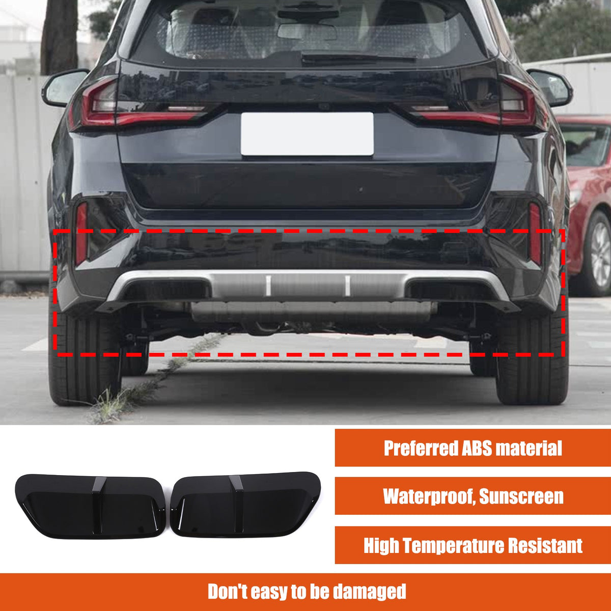 Piano Black Rear Lower Bumper Side Spoiler Trim For BMW X1 U12 23+ Sport US 1