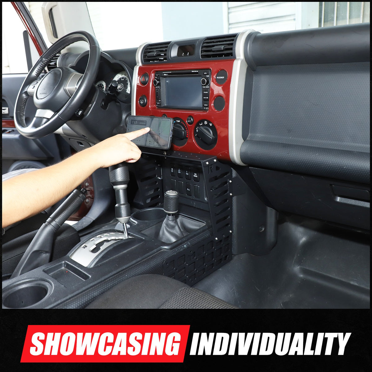 Magnetic Phoner Holder Center Console Molle Panel Device For Toyota FJ Cruiser 17