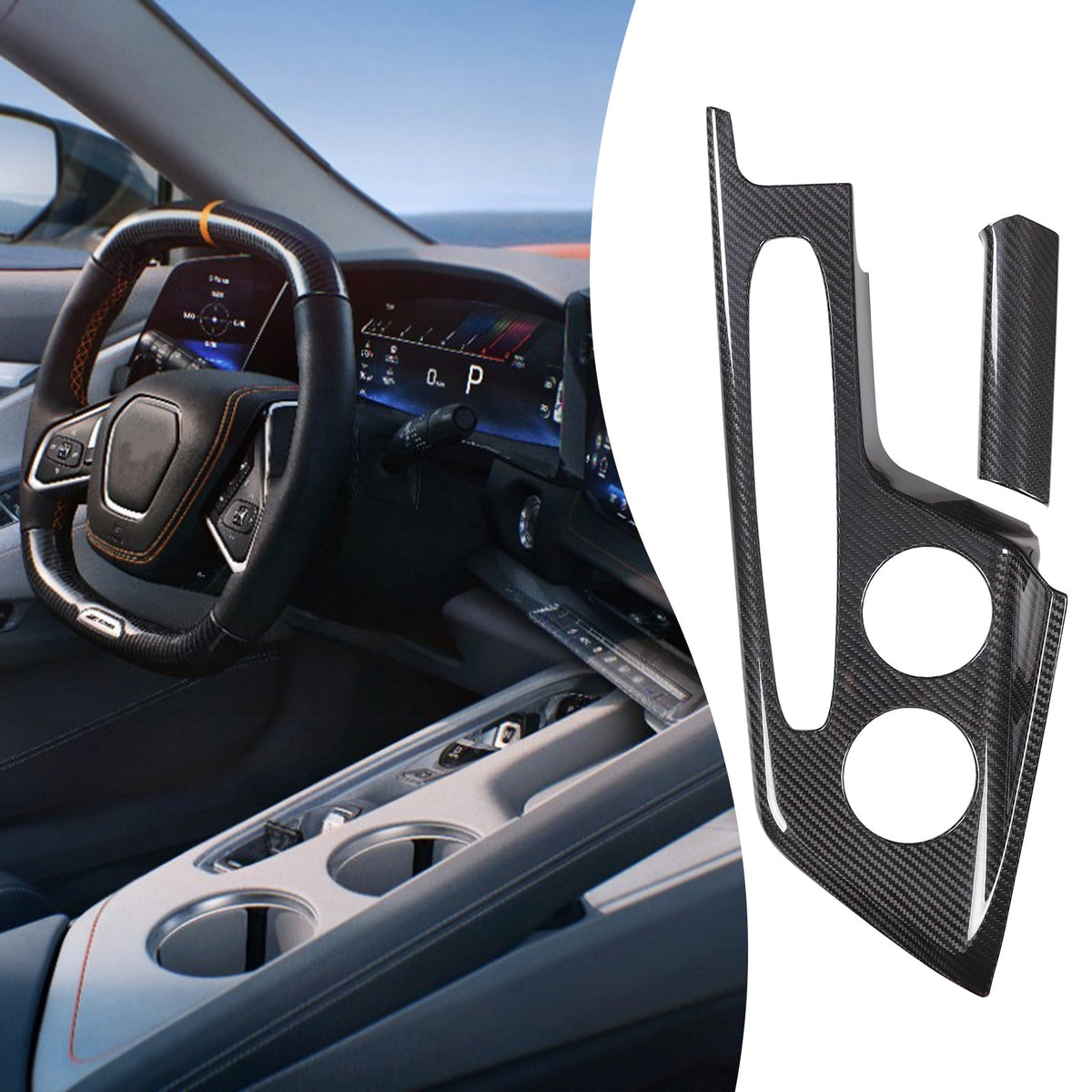 Real Carbon Fiber Center Gear Shift Panel Cover Trim For Corvette C8 2026+ US 5